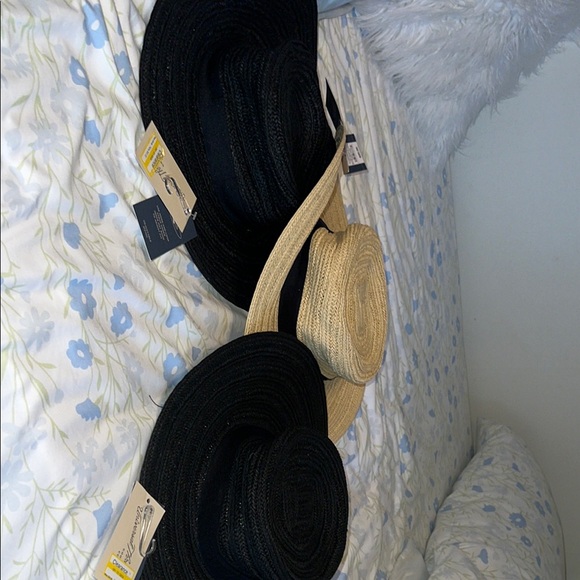 Stylish Black and Tan Wide-Brim Hats - Picture 1 of 4
